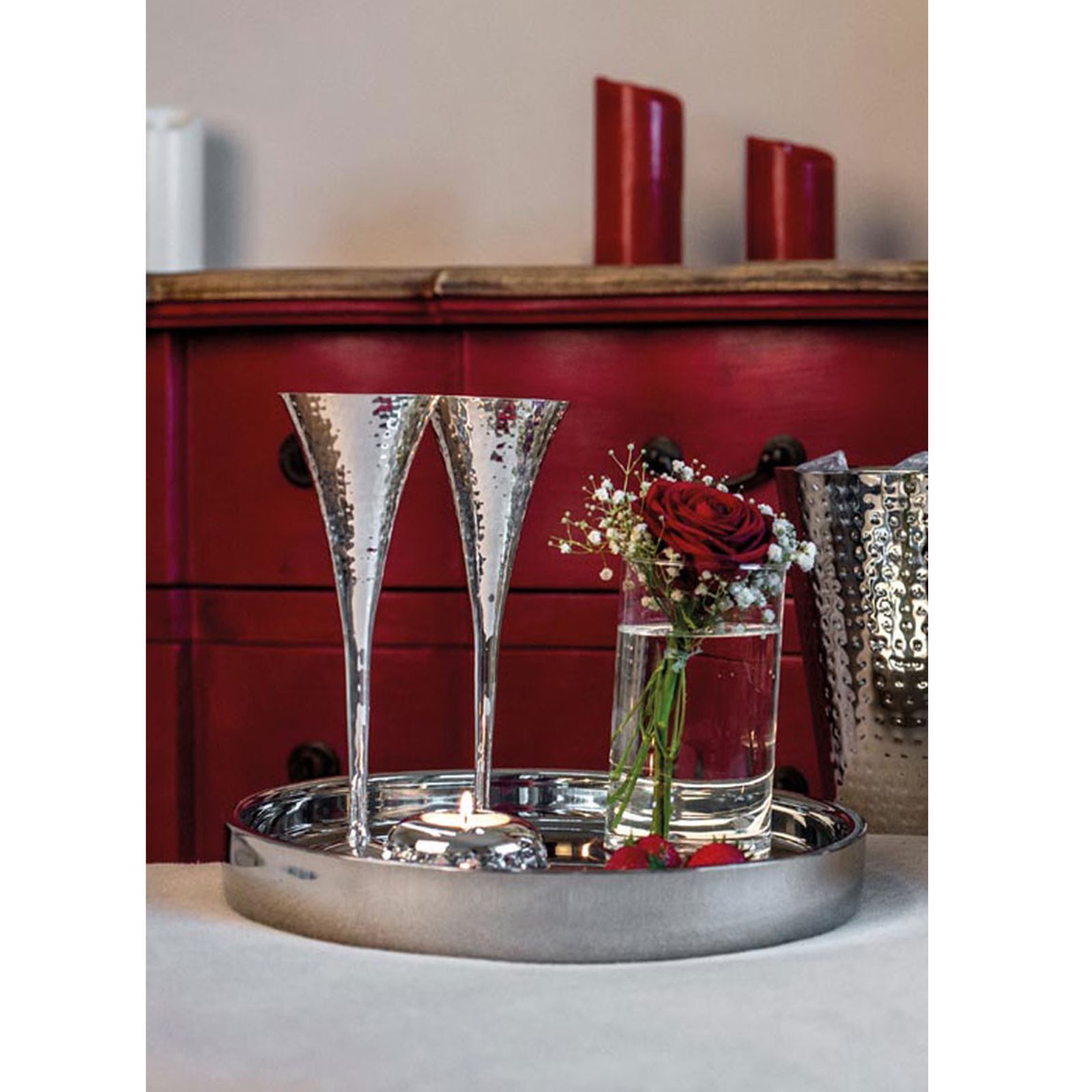 Thumbnail - Versilberter Champagnerkelch Gehämmert 22.5 Cm Hoch