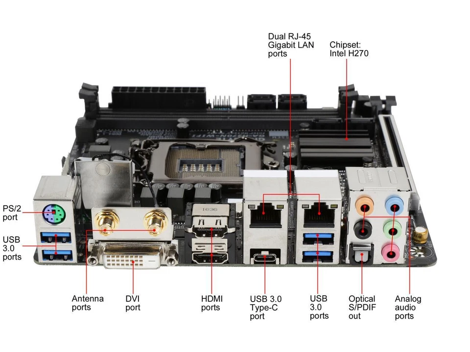 GIGABYTE GA-H270N-WIFI Intel H270 LGA 1151 Intel Mini ITX Motherboards - Image 3 of 4