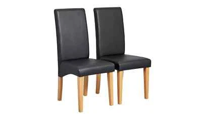 Pair of Skirted Dining Chairs - Black. - Image 1 of 4