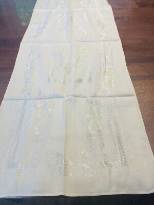 Vintage Floral Table Runners, Dresser Scarves, Ivory, Rectangular, Unbranded