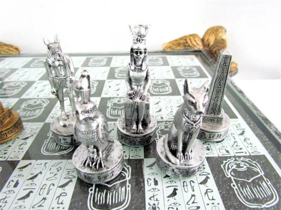 Dal Rossi Italy ANCIENT EGYPT Egyptian Chess Set on a 16" Resin and Glass Board - image 4 of 4