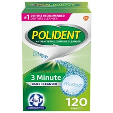 Polident 3 Minute Denture Cleanser Tablets 120 Count