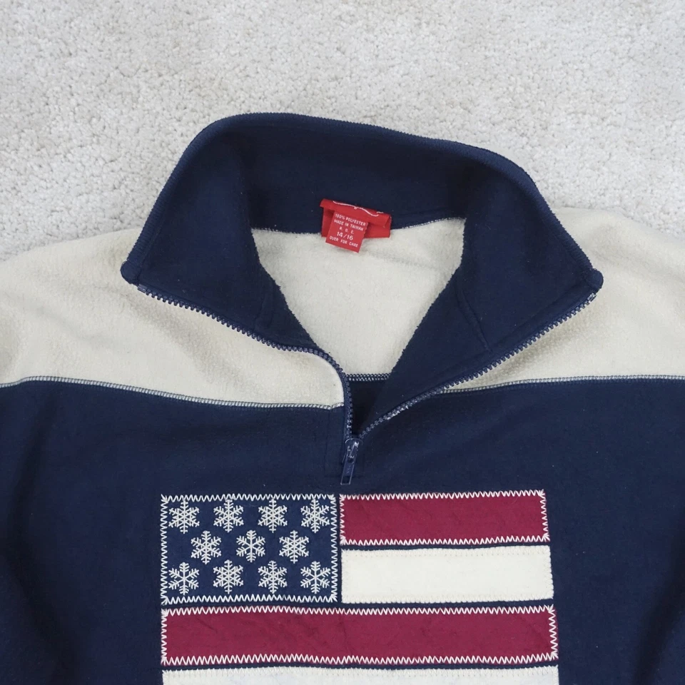 Venezia Fleece Womens Large Quarter Zip Flag Pullover Retro Winter Sport Style - Image 3 of 4