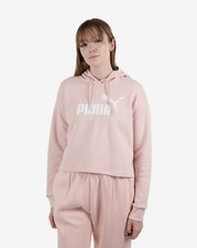 Puma Essentials Logo Cropped Hoodie Pullover Sweater Lotus Women's Size LARGE
