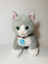 Build A Bear Kitty Cat Plush Promise Pets Gray W/collar tag Green Eyes SINGS 12