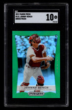 JOHNNY BENCH 2012 PANINI GREEN PRIZM BASEBALL CARD #141 SGC 10 GEM MINT REDS HOF