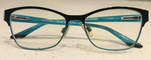 Steve Madden Designer Lovve Women's Eyeglasses Rx Black/Aqua Frames 47-14-125 - 第 1/11 張圖片