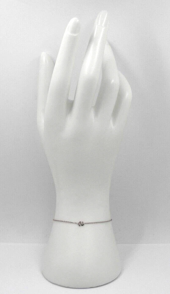 Pulsera Rolo Fina Oro Blanco 18k con Central Pequeña 5mm Letra Inicial S Foto 4 de 4