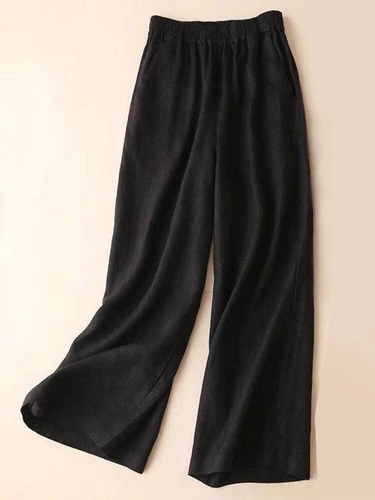 Women Cotton Linen Loose Wide Leg Pants Ladies Summer Breathable Casual Trousers - Picture 20 of 24