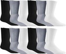 12 Pairs Mix Assorted of Wholesale Sock Deals Mens Ringspun Cotton Crew Socks
