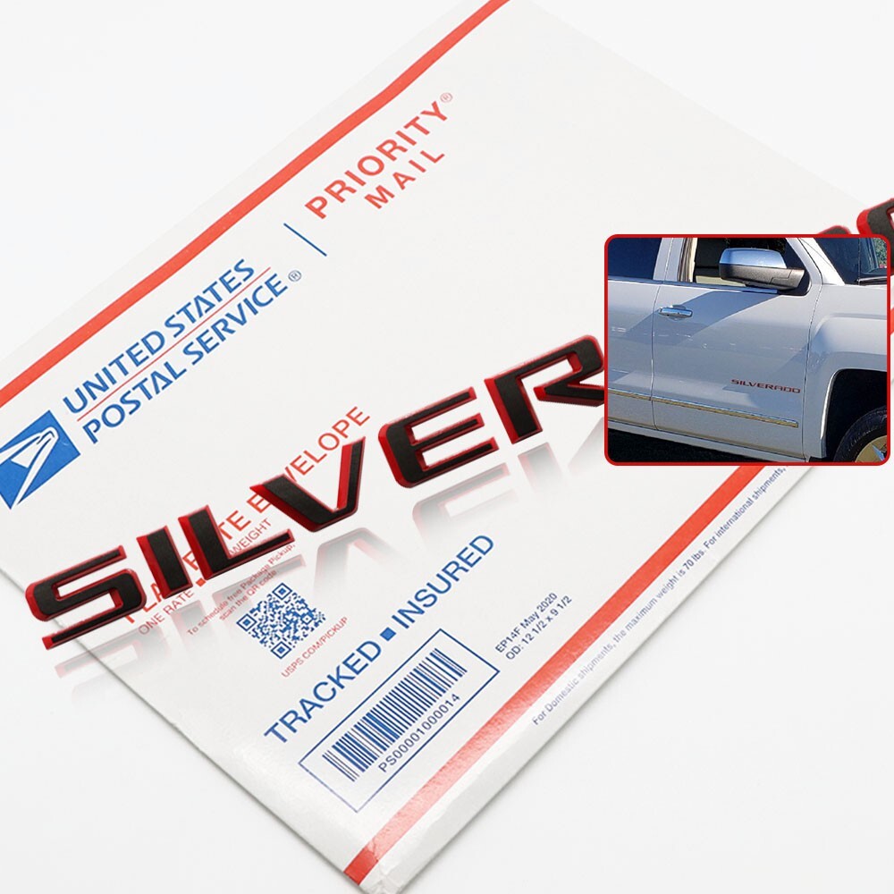 1 PC Black Red Emblem Letter Adhesive Left Right Nameplate for Silverado