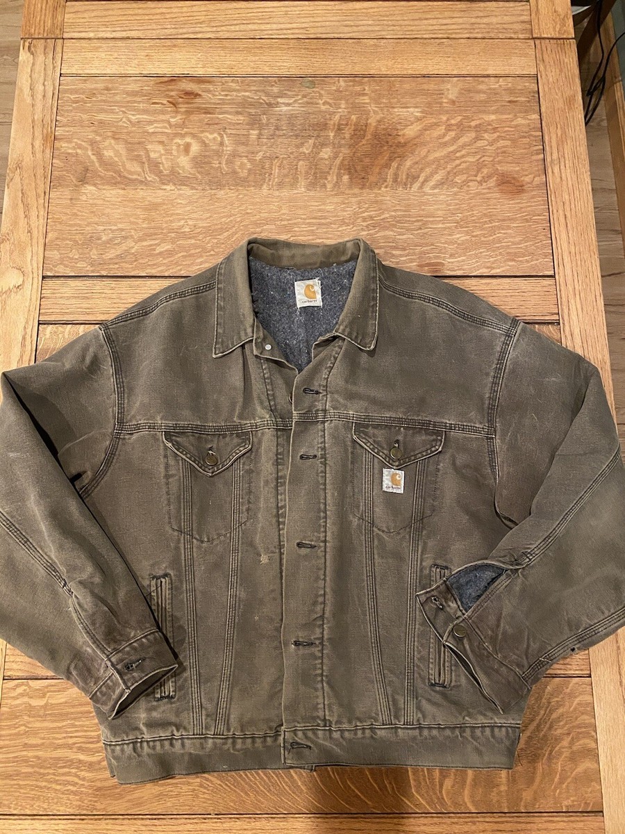 VTG Men's Carhartt JB142 Faded Brown Canvas Blanket Lined VTG Men's Carhartt JB142 Faded Brown Canvas Blanket Lined