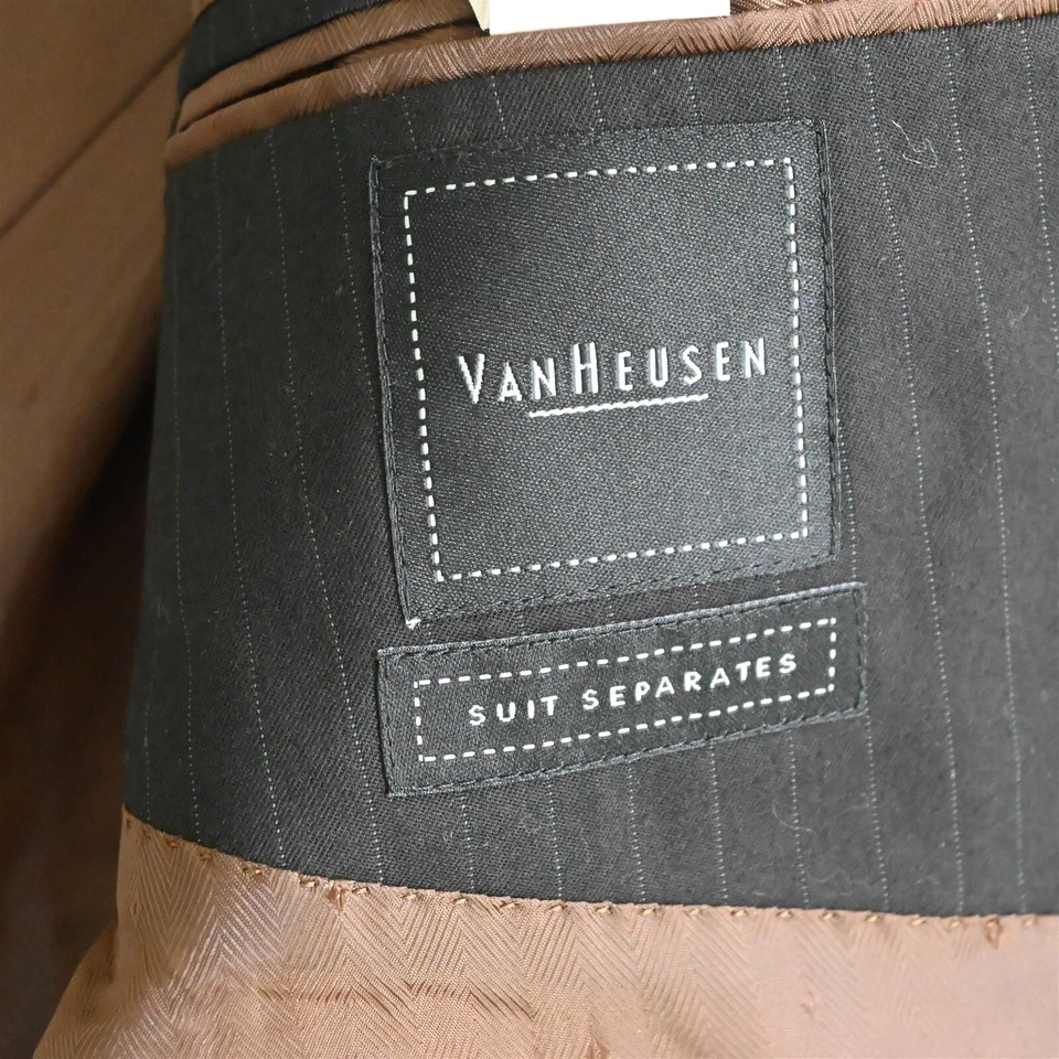 Van Heusen 42R 38x30 Brown Striped Mens Jacket Pants Suit - Image 4 of 4