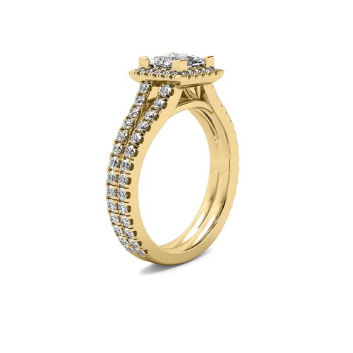 Anillo de compromiso de diamantes talla princesa cultivado en laboratorio HALO SPLIT SHANK 1,95 quilates H VS1 - Imagen 4 de 6