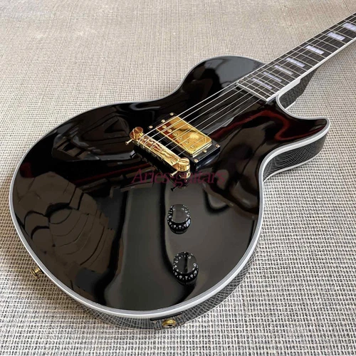 Custom '57 LP Electric Guitar Gloss Black Beauty Solid Body Humbucker Fast Ship