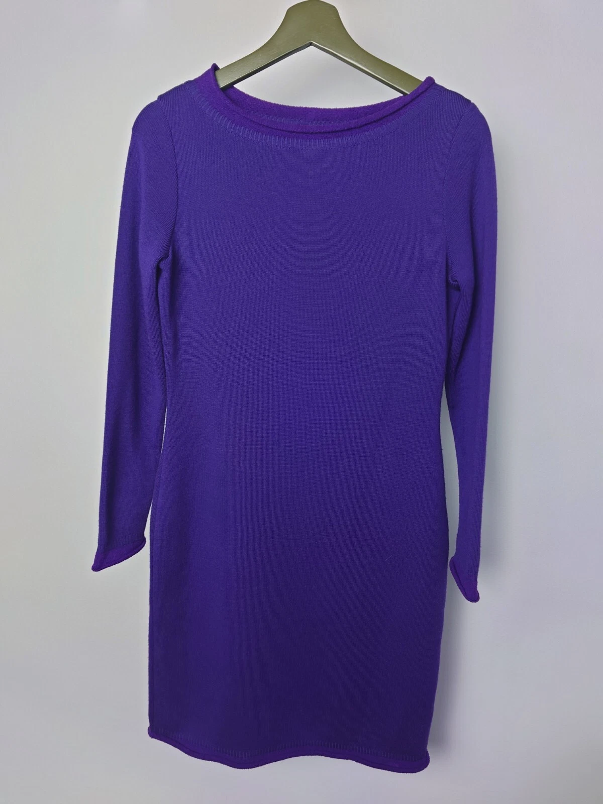Versace Classic V2 purple Knitted Bodycon Dress size large 12 14 wiggle contrast