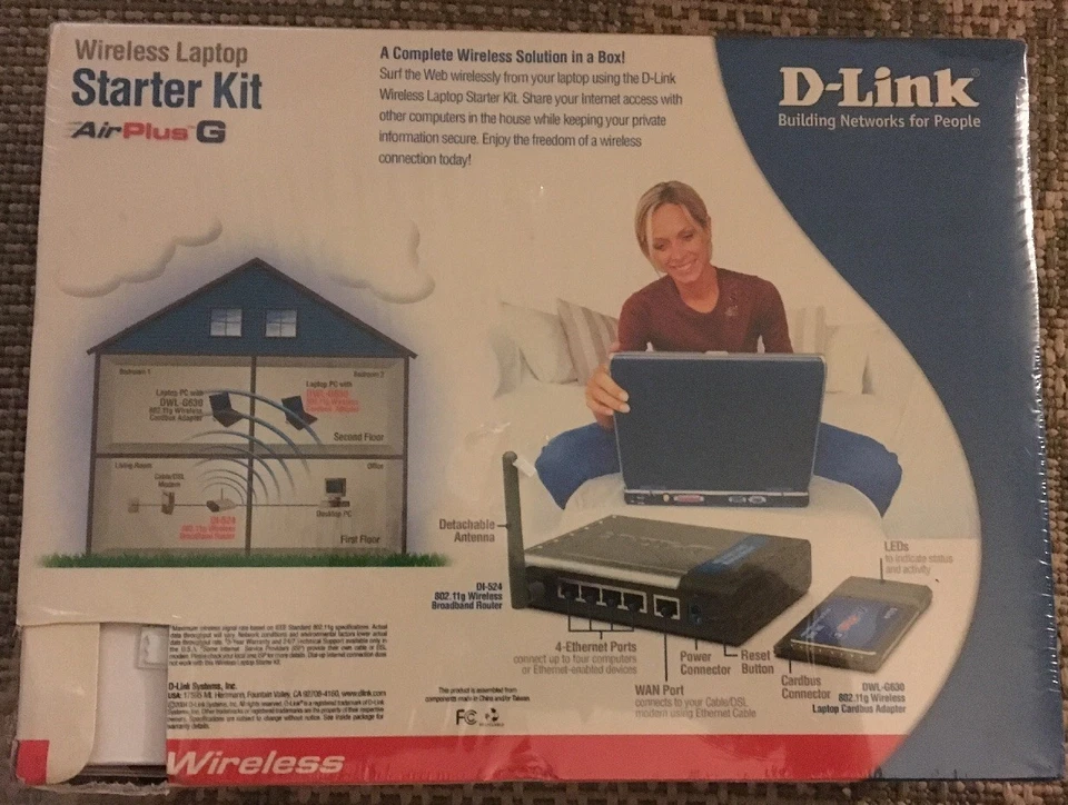 D-Link Air Plus 54mbps 802.11g/2.4ghz Wireless Laptop PC Kit DWL-923 NEW SEALED! - Image 2 of 4