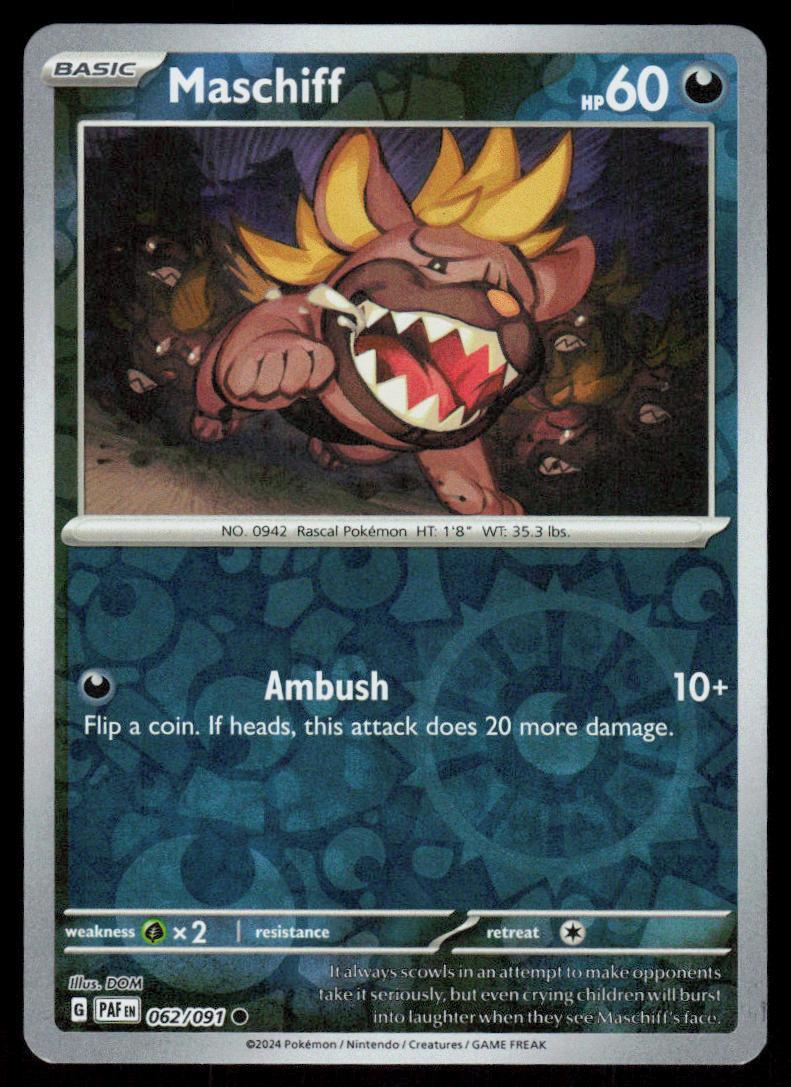 Maschiff 062/091 Reverse Holo Pokemon Paldean Fates LP