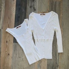 Belldini Elegant Ribbed Cardigan  Matching Tank Top Size: Medium M 