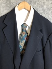 Stafford Mens Blazer 44L Blue Wool Blend Traveller Plus Sport Coat Jacket