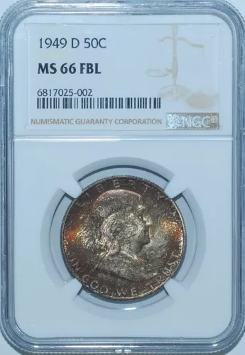 1949 D NGC MS66FBL Full Bell Lines Franklin Half Dollar