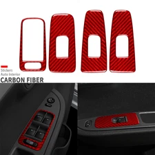 Red Carbon Fiber Interior Window Lift Switch Cover For Chevrolet Malibu 2008-12