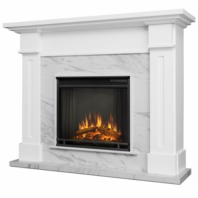Real Flame Kipling Electric Fireplace In White Marble 752370603076