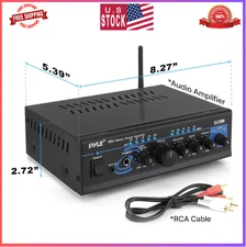 Pyle Home Audio 2x120 Watt Mini Stereo Power Amplifier System W/ Bluetooth PTA4