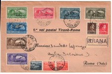 1931 Albania Scott C36-42 Tirana to Rome Registered First Flight Cover