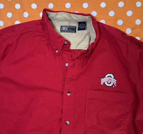 Vintage Ohio State Buckeyes Men’s Button Up Red Dress Shirt, Adult Large - Picture 8 of 11