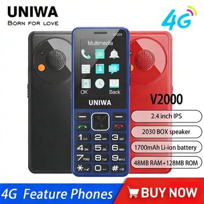 UNIWA V2000 4G Keypad Phone 2.4 Inch Big Button Loud Volume Dual SlM Speed Dial