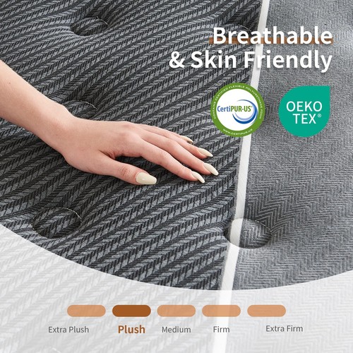 King Mattress, 12 Inch Hybrid Mattress in a Box, Medium Firm, Memory Foam and... - Picture 3 of 8