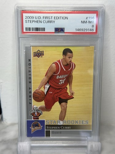 2009-10 Upper Deck First Edition Stephen Curry Rookie RC #196 Warriors PSA 8