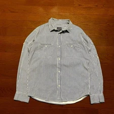 Stussy Work Gear Striped Work Shirt L Vintage Hickory Cotton Casual JAPAN
