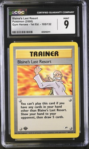 2000 Gym Heroes 105 Blaine's Last Resort Trainer CGC 9 Mint 1st Edition Pokemon