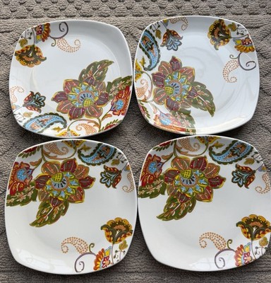 Better Homes&Gardens 8.5'' Square Salad/Dessert Plates Floral Spray Set of 4