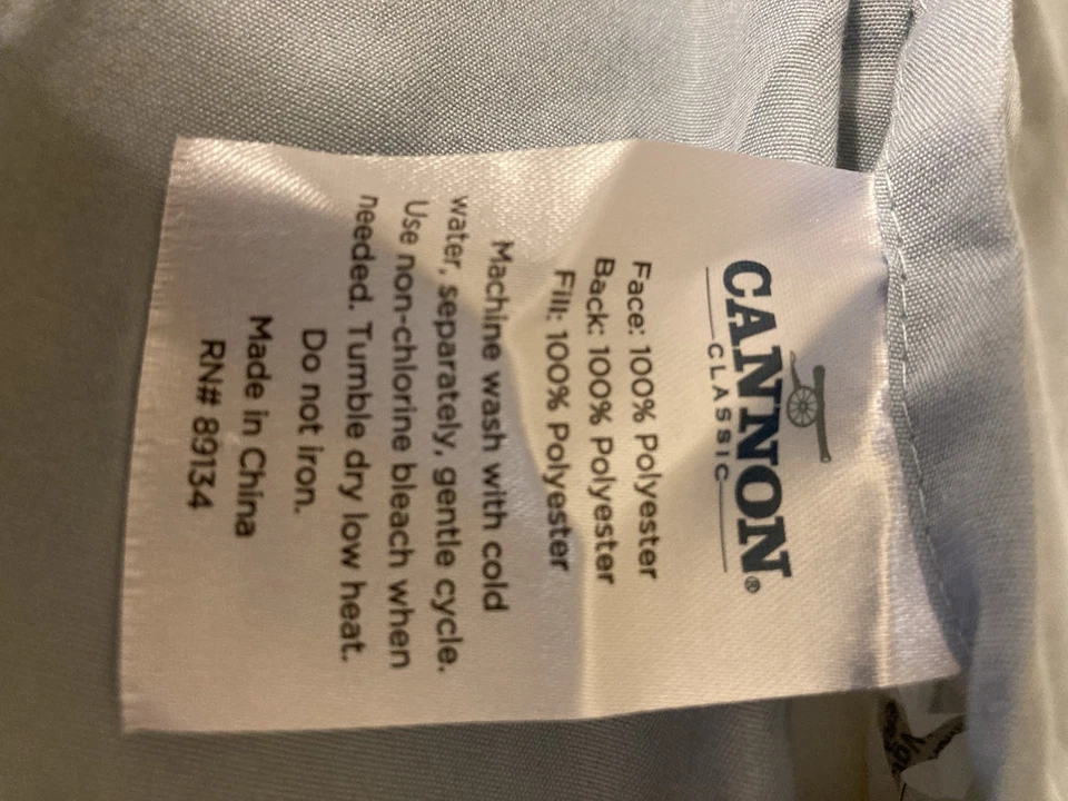 Edredón Cannon King 3 piezas con fundas de almohada ligero azul gris marfil reversible Foto 4 de 4