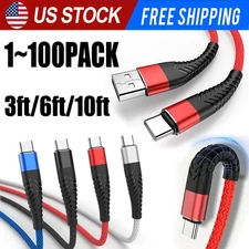 USB C Type C Charger Cable Lot Fast Charging for Samsung S23 S20 S21 S22 Cord US