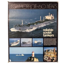USSR MORFLOT - 60 Years Original Poster - Soviet Navy Reliable Tankers Bulk Oil