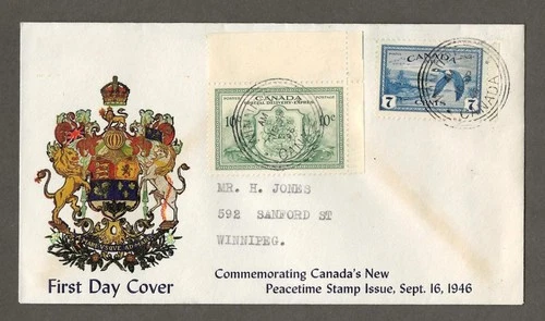Canada first day cover, Talbot CachetC9 and E11 peace issue [ 803