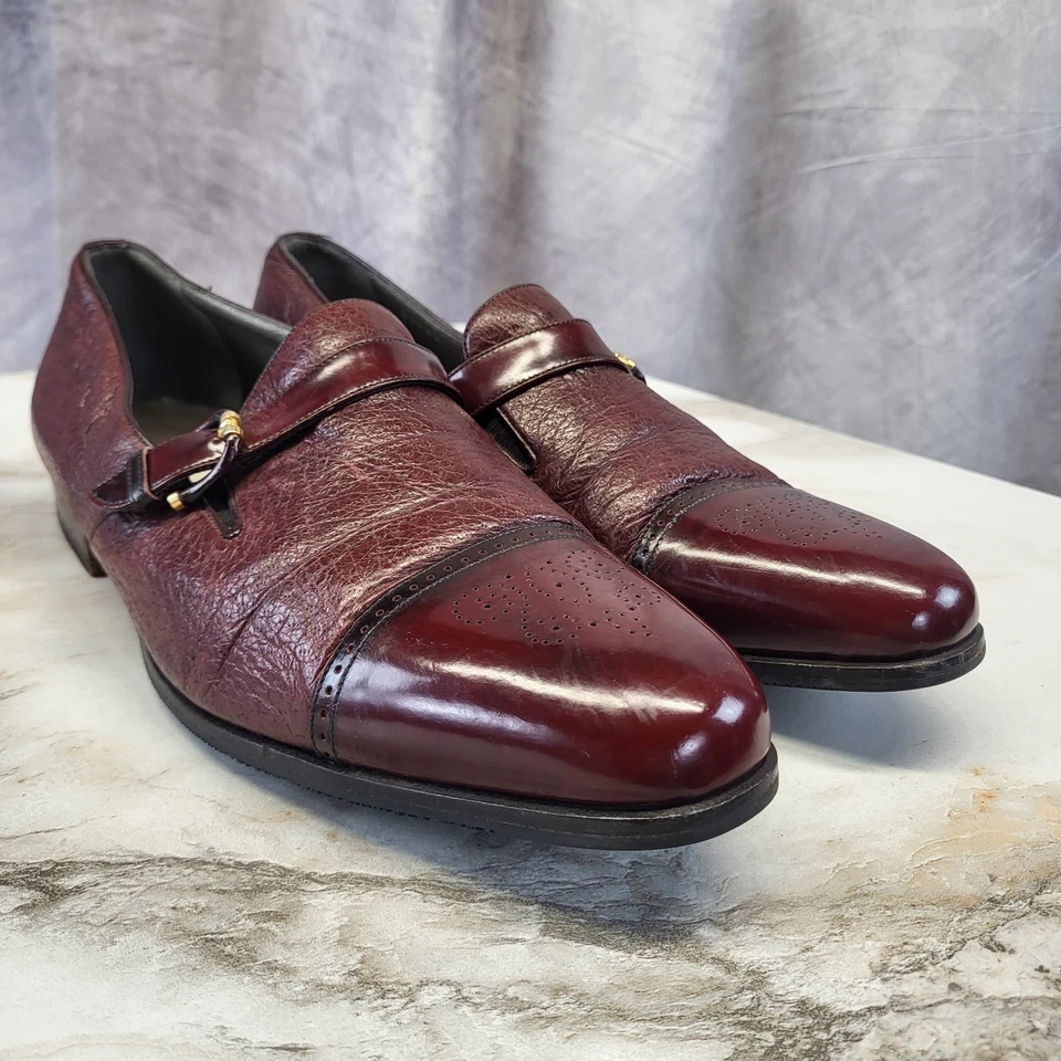 Mocasines Moreschi Puntera Monje Correa Cordobés Borgoña Para Hombre Talla 10 Foto 2 de 4