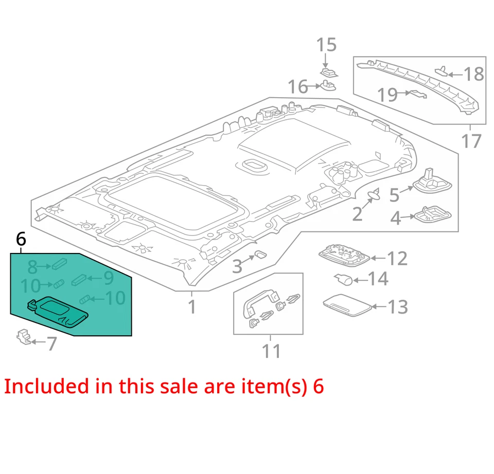 Espejo parasol derecho gris oscuro Q93FX para pasajero Honda Cr-V 2017-2019 Foto 3 de 4