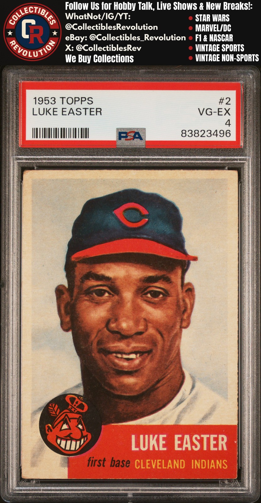 1953 Topps #2 Luke Easter Cleveland Indians PSA 4