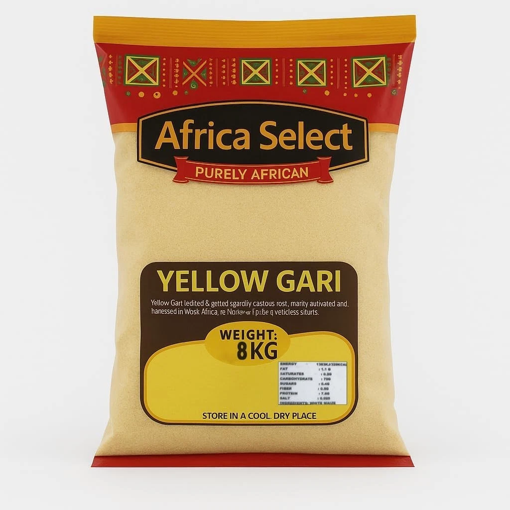 Africa Select Yellow Gari 8kg - Premium Fermented Cassava Eba Fufu Catering