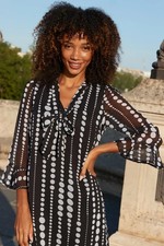 Sosandar  Black Geometric Spot Print Shift Dress UK 8 RRP £65.00