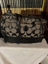 Coach Monogram Baby Diaper Bag Authentic Crossbody Tote in Travel Black And Grey