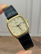 Vintage Squared 80’s Omega Seamaster 14k Solid Gold Quartz Watch 29mm Engraved