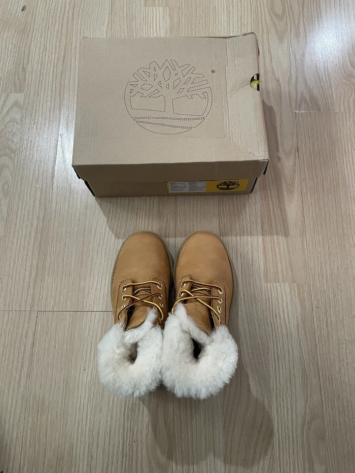 Timberland 89874 6 pulgadas Marrón Piel Cuello Botas Talla 11.5 Juveniles NUEVAS Foto 3 de 4