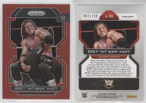 2022 Panini Prizm WWE Red Prizm /299 Bret Hart Bret Hit Man Hart #198