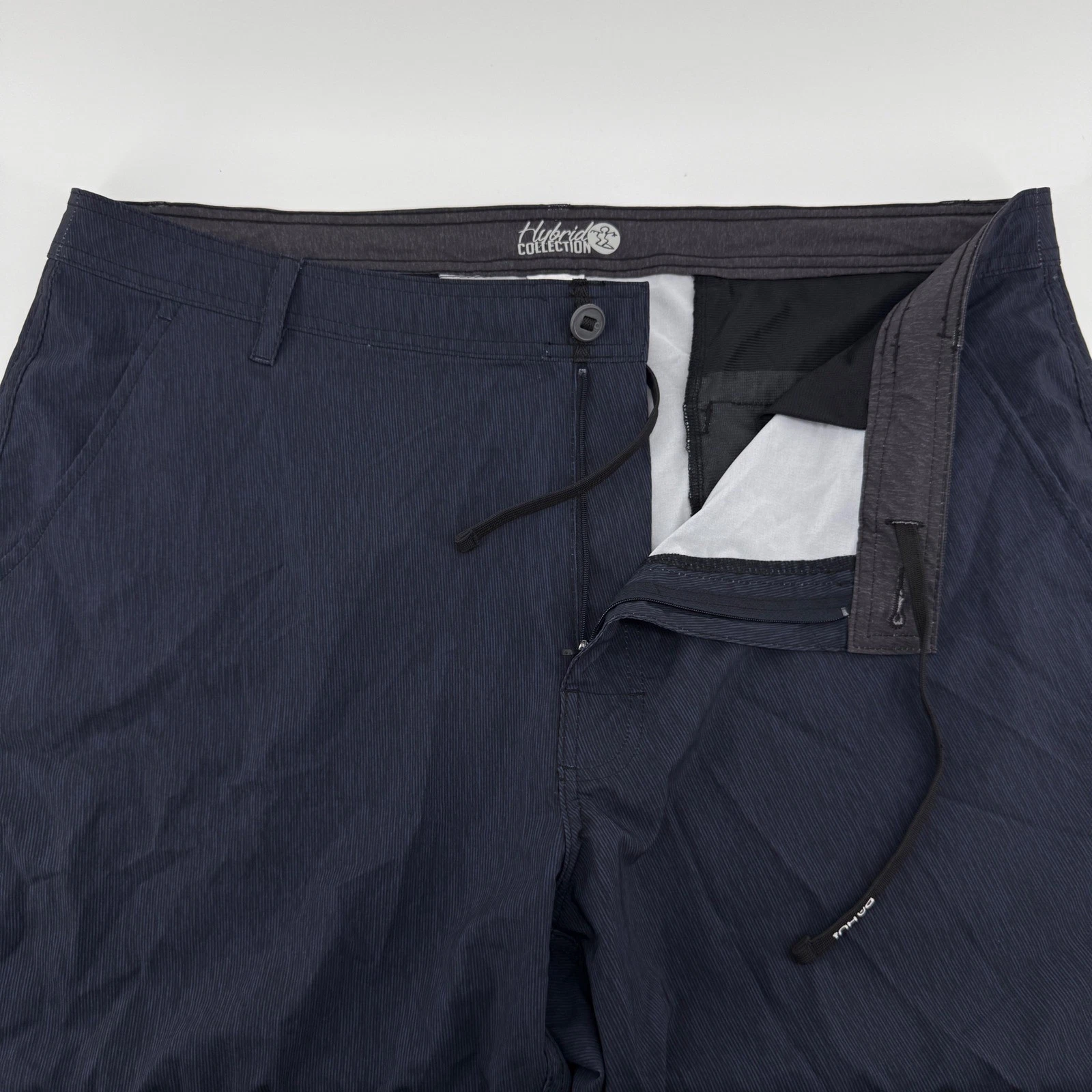 DaHui Hybrid Shorts Mens 40 Blue Striped Boardshorts Stretch Quick Dry